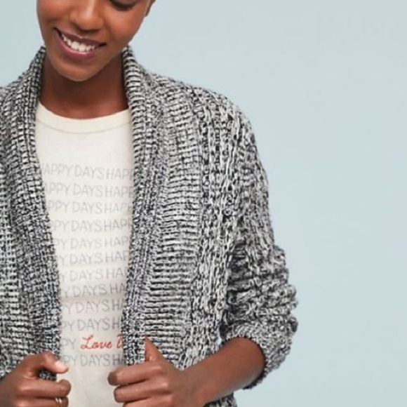Anthropologie Tehana Cardigan- Marled Black/White Open Knit Cardigan- Medium - Picture 7 of 15